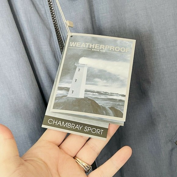 NWT Weatherproof Chambray Bomber Jacket $125 - Picture 3 of 3